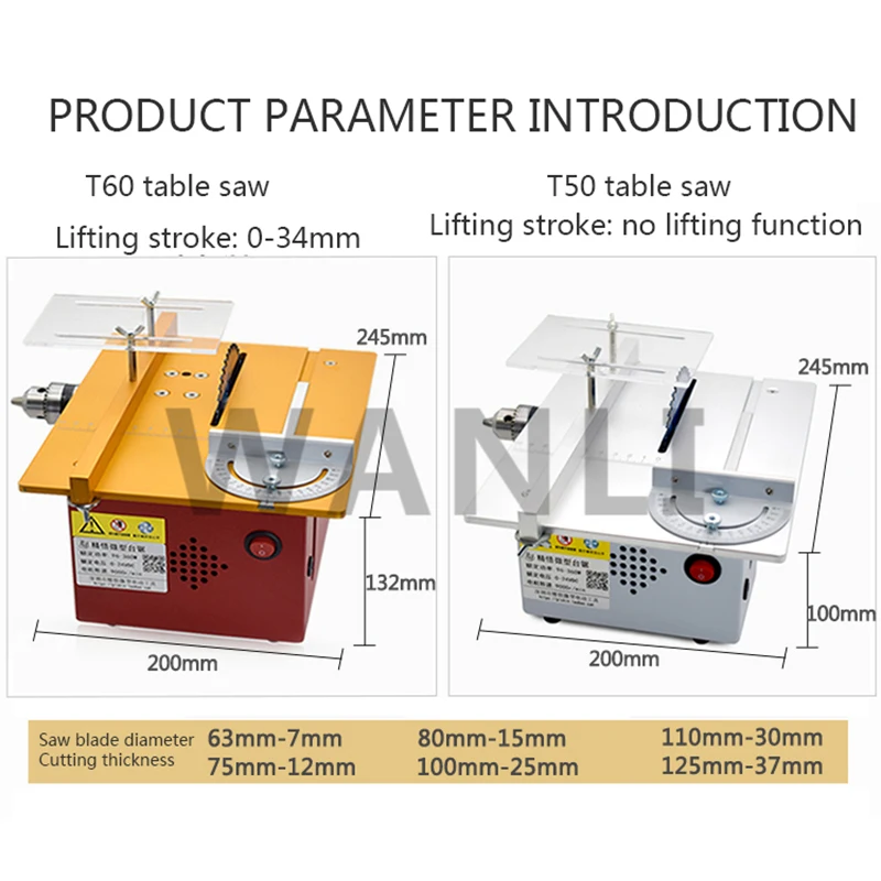 T50/T60 Mini fai da te piccola - Mini Table Saw For Woodworking recensione e prezzo